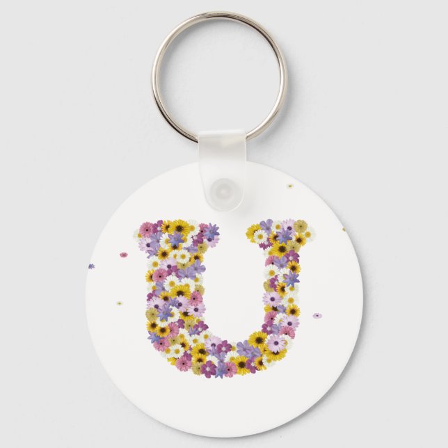 Flower letter U Key Ring (Front)