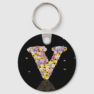 Flower letter V Key Ring