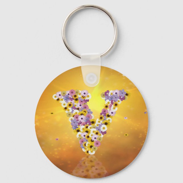 Flower letter V Key Ring (Front)