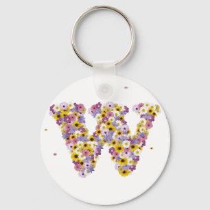 Flower letter W Key Ring