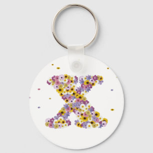 Flower letter x key ring