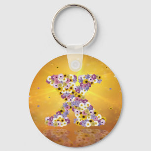 Flower letter x key ring