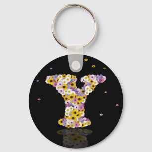 Flower letter y key ring