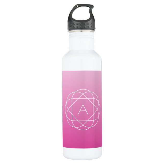 Flower-Like Geometric Monogram | Pink Shaded Ombre 710 Ml Water Bottle (Front)