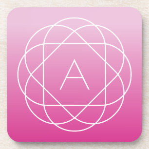 Flower-Like Geometric Monogram Pink Shaded Ombre Coaster