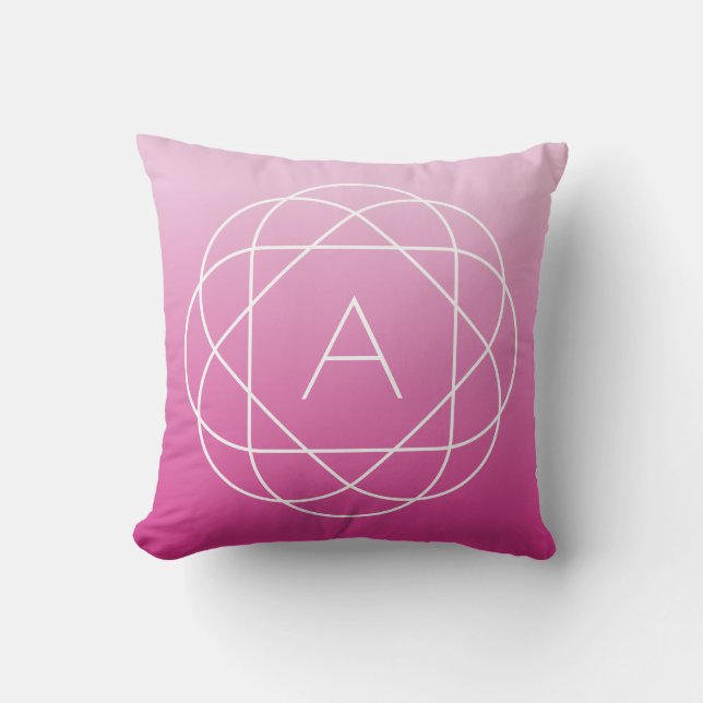 Flower-Like Geometric Monogram | Pink Shaded Ombre Cushion (Front)