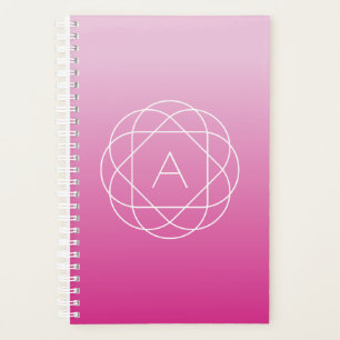 Flower-Like Geometric Monogram   Pink Shaded Ombre Planner