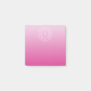 Flower-Like Geometric Monogram Pink Shaded Ombre Post-it Notes