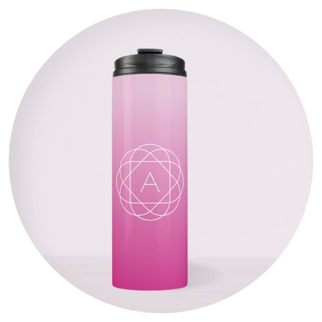 Flower-Like Geometric Monogram | Pink Shaded Ombre Thermal Tumbler (Creator Uploaded)