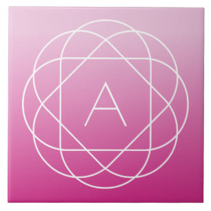 Flower-Like Geometric Monogram Pink Shaded Ombre Tile