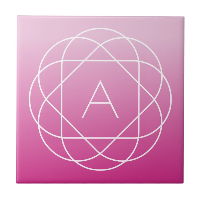 Flower-Like Geometric Monogram | Pink Shaded Ombre Tile (Front)