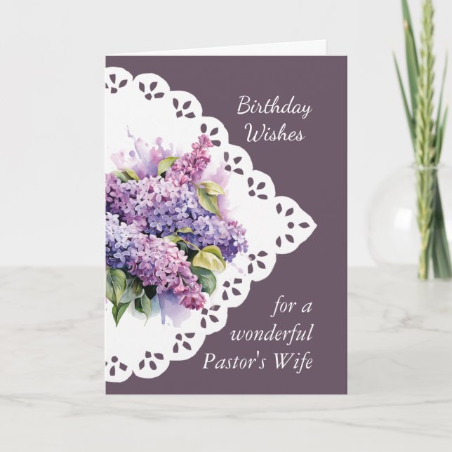  Flower  Lilac Bouquet Pastor's Wife Birthday Card (Front)