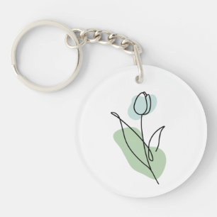 Flower Line Art Key Ring