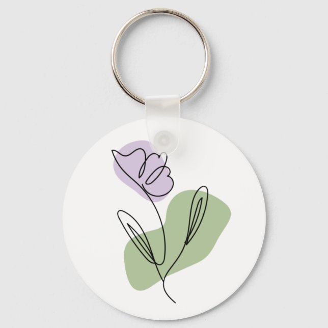 Flower Line Art    Key Ring (Front)