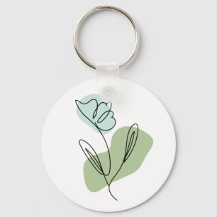 Flower Line Art Key Ring
