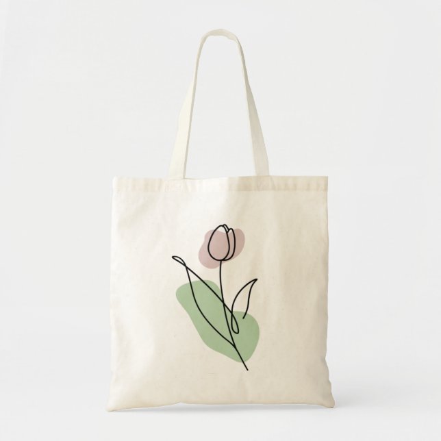 Flower Line Art Tote Bag (Front)