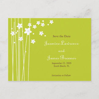 Flower & Lines: Lime Announcement Postcard