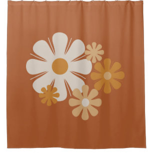 Flower Locus Retro Minimalist Floral Pattern Shower Curtain