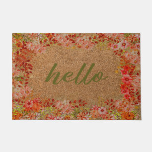 Flower Lover Gift, Hello Doormat, Colourful Flower Doormat