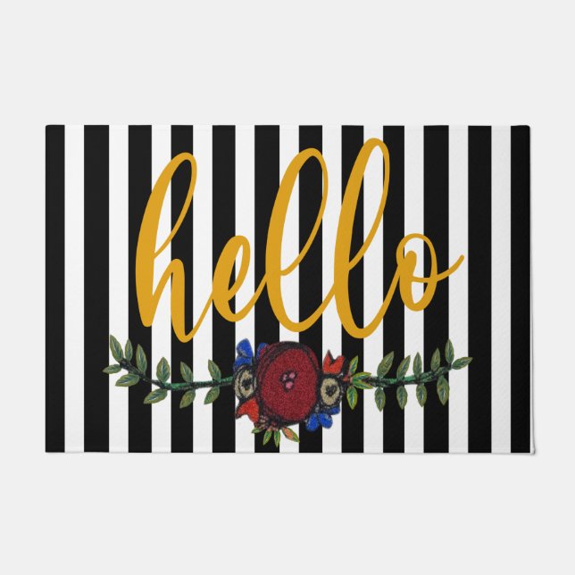 Flower Lover Gift, Hello Doormat Funny Welcome Mat (Front)