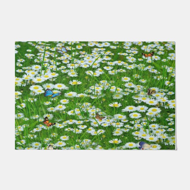 Flower Lover Mat, Cute Butterfly Doormat (Front)