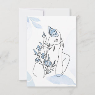 Flower Lover Minimalist Portrait Of Wom RSVP Card