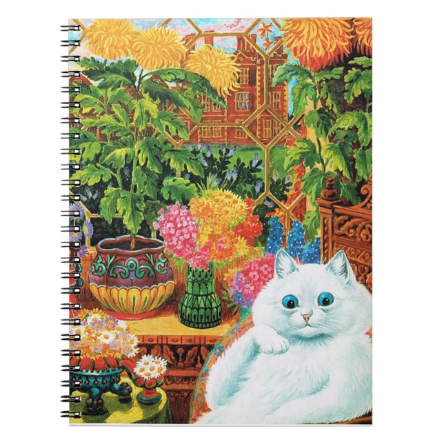 Flower Lovers Cat, Louis Wain Spiral Notebook (Front)