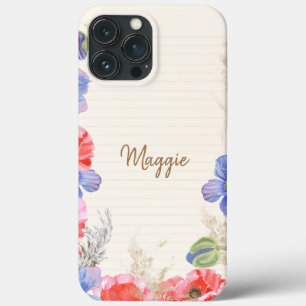 Flower lovers pretty pastel monogram script pink iPhone 13 pro max case