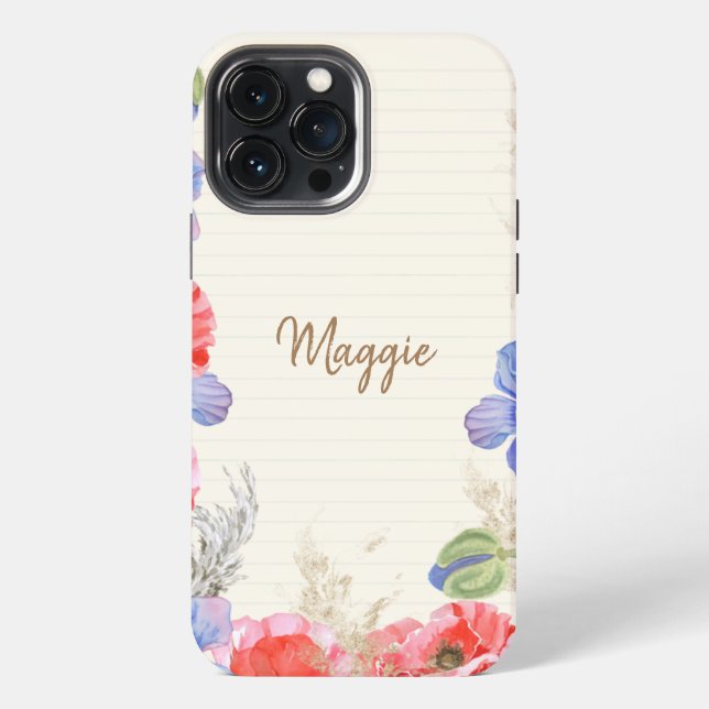 Flower lovers pretty pastel monogram script pink iPhone case (Back)