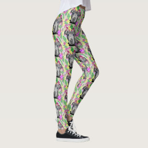 Flower Loving Staffordshire Bull Terrier Puppy, Leggings