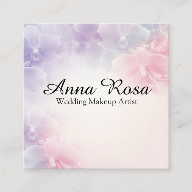 *~* Flower Macro Photo Elegant Pink Lavender Square Business Card (Front)