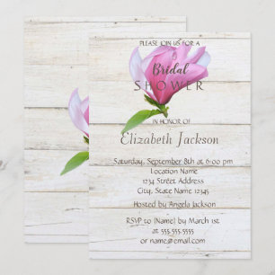Flower,Magnolia Wood Texture  Bridal Shower Invitation