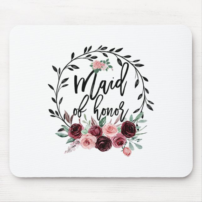 Flower Maid Of Honour Shower Wedding Bachelorette  Mouse Pad (Front)