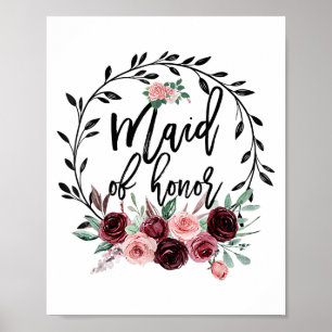 Flower Maid Of Honour Shower Wedding Bachelorette  Poster