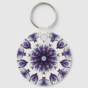 Flower Mandala Abstract Kaleidoscopic Pattern Key Ring