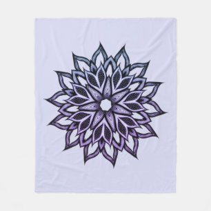 Flower Mandala Blue Violet Floral Art Fleece Blanket