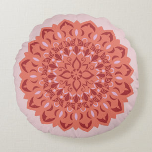 Flower Mandala blush Round Cushion