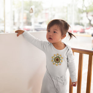 FLOWER MANDALA DESIGN BABY T-SHIRT BODYSUIT