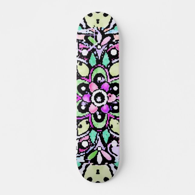 flower mandala design skateboard (Front)