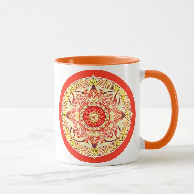 Flower Mandala in Mandarin Orange  Mug (Right)