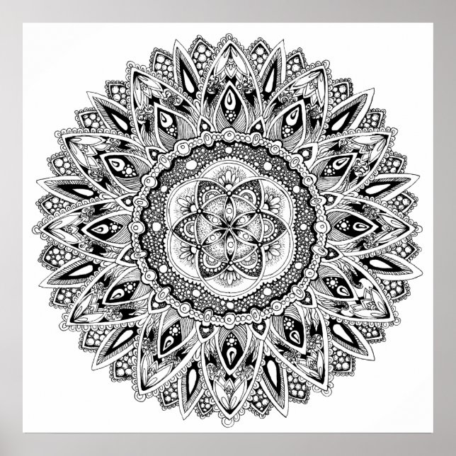 Flower mandala sacred geometry seed of life poster (Front)