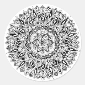 Flower mandala w/ seed of life classic round sticker
