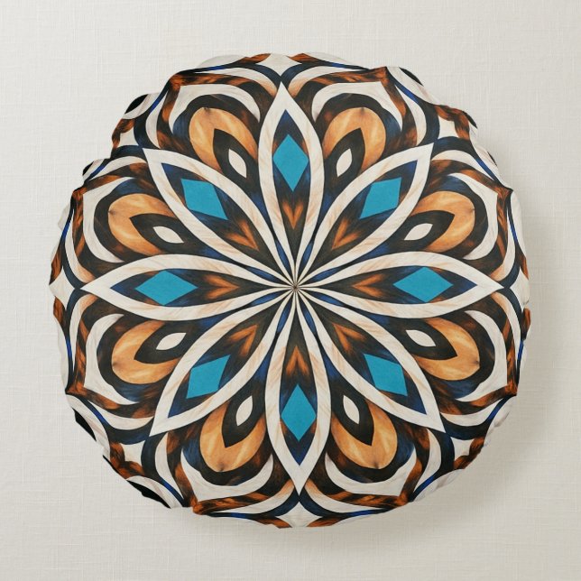 Flower Mandala Weave  Round Cushion (Front)