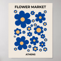 Flower Market Athens Floral Blue Yellow Flowers