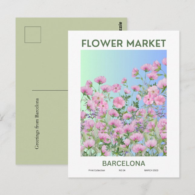 Flower Market Cities of the World Barcelona Postcard (Front/Back)