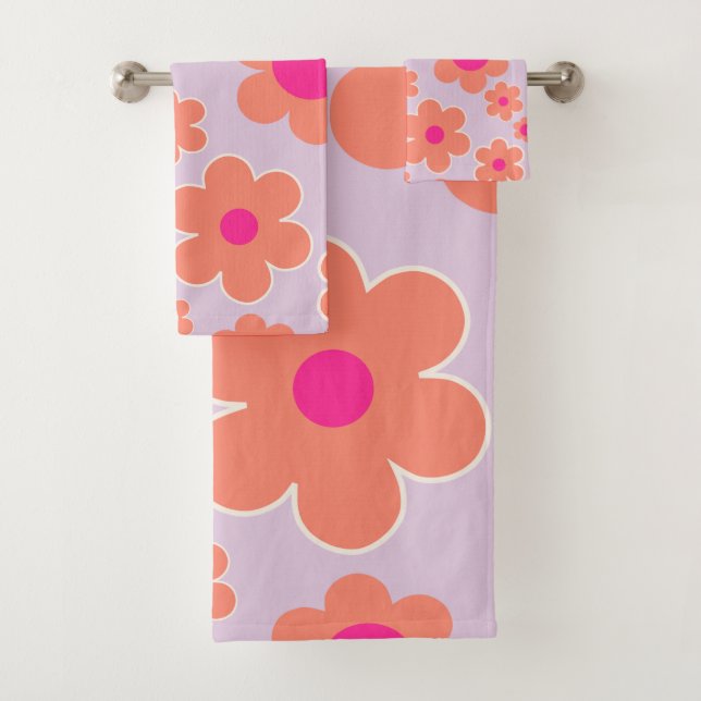 Flower Market Copenhagen Retro Colourful Floral Bath Towel Set (Insitu)