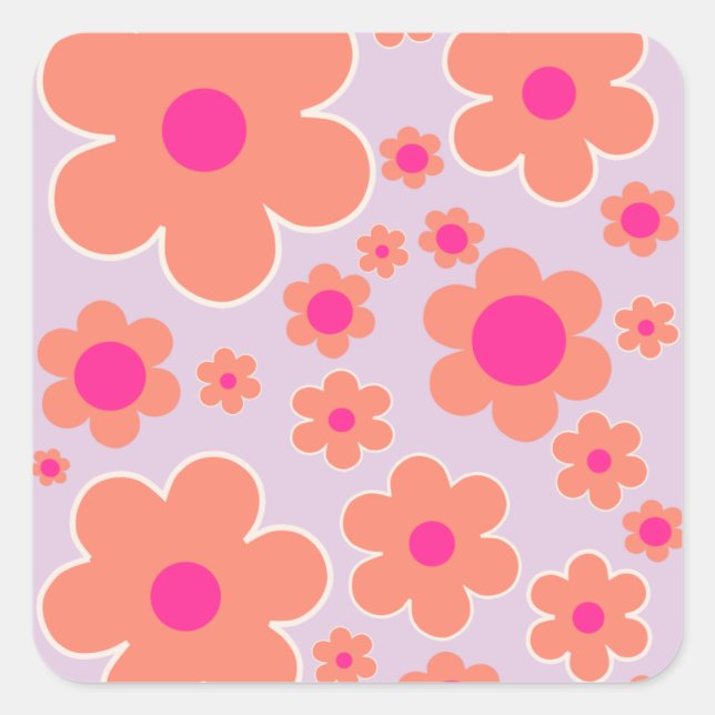Flower Market Copenhagen Retro Colourful Floral Square Sticker (Front)