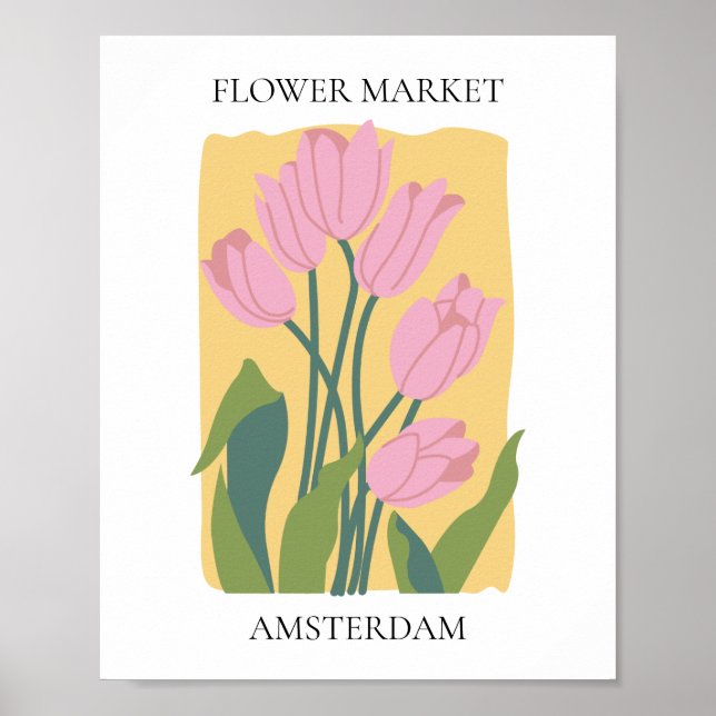 Flower Market Editable Amsterdam Poster (Front)