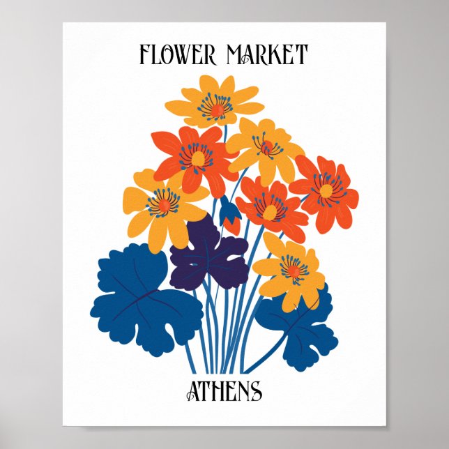 Flower Market Editable Athens Poster (Front)