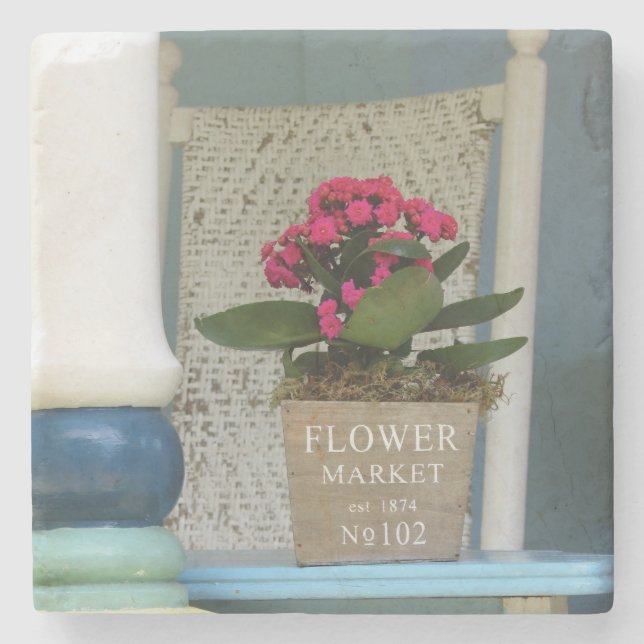 Flower Market Flower Pot - Martha's Vineyard Stone Coaster (Front)